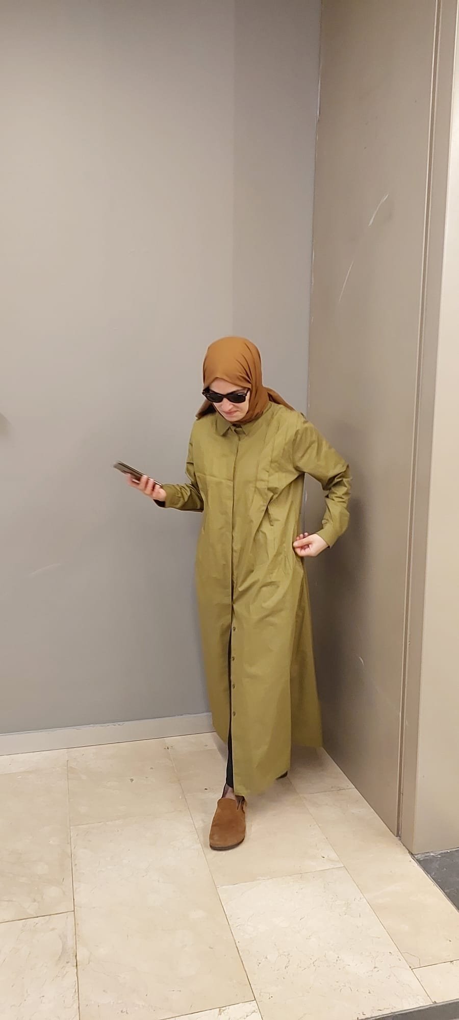 Yeşil Nervürlü Elbise - Görsel 3